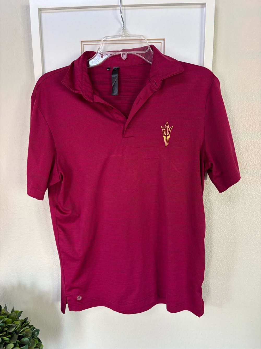 adidas ASU Sun Devils Maroon Polo with Gold Trident Logo